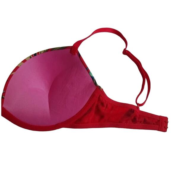PINK by Victoria's Secrets Red Tropical Palms Wear Everywhere Push-Up Bra 34C - Picture 10 of 10